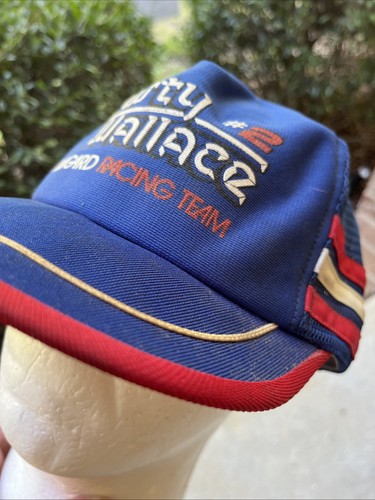 Vintage Rusty Wallace 3 Stripe Trucker Hat Cap Snap Back Adjustable Nascar USA - Picture 2 of 10