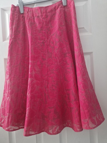 M&S Dark Pink Lined Flared Midi Skirt - Weddings,christening- Size 10 - Picture 12 of 14