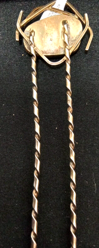 Sterling Silver & Green Stone Southwestern Style 2 Prong Hair Pin - Picture 4 of 4