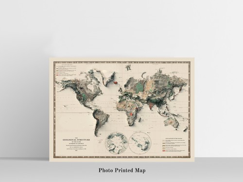 Mapa del mundo, mapa mundial de alivio 2D, mapa mundial vintage - plano 2D - Imagen 5 de 9