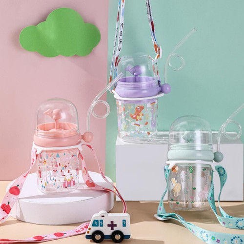 Kids Cute Whale Water Spray Feeding Cup Drinking Bottle With Straw Bottle 250ml - Picture 4 of 14