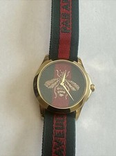 Gucci Ya126487A G Timeless Watch Wristwatch Quartz Bee Embroidery Gold Green Red