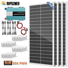 100W 200W 400W 12V/24V Mono Solar Panel Cell RV PV Home Off Grid 1200W inverter