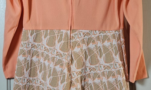 Vtg 70's Hayes Dress 2-pc Vest Size 39" Peach Tan Polyester Mod Go-Go 1/2-Size - Picture 16 of 23