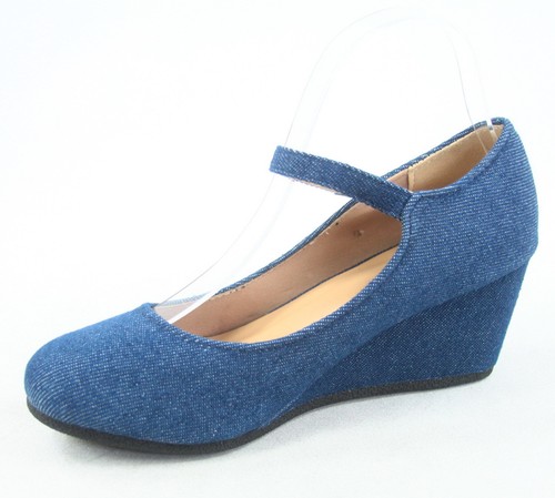NUOVE scarpe da donna alla moda punta tonda tacco basso plateau zeppa taglia 5-10 - Foto 28 di 29