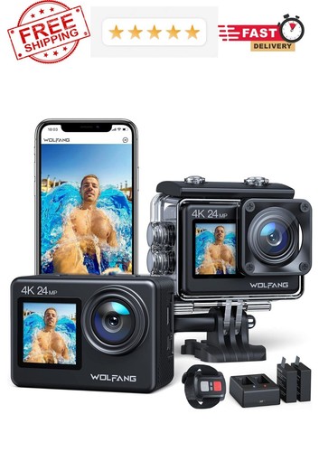 4K Action Camera WOLFANG 24MP WiFi GA200 40M Waterproof IS 170°Wide Angle