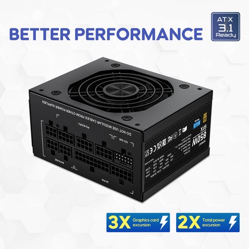 Vetroo 850W SFX Power Supply ATX 3.1 & PCIE 5.1 Ready 80+ Gold Certificate PSU - Afbeelding 4 van 10