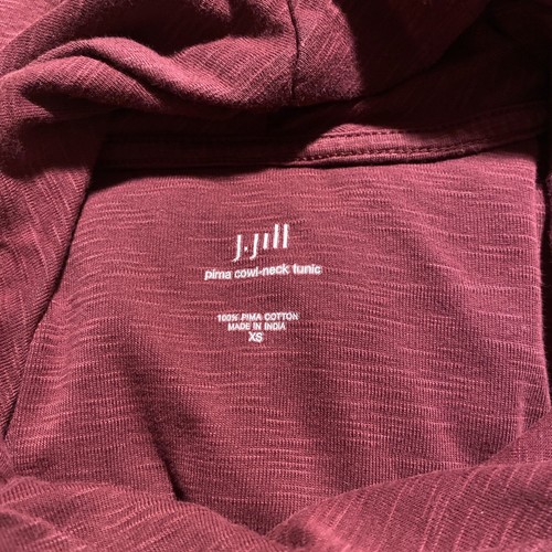 J. Jill Tunic Top Burgundy Cowl Neck 100% Pima Cotton Pullover Side Slits XS T2 - Bild 3 von 3