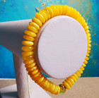 VINTAGE GENUINE BALTIC AMBER BUTTON EGG YOLK  BEADS STRETCH BRACELET