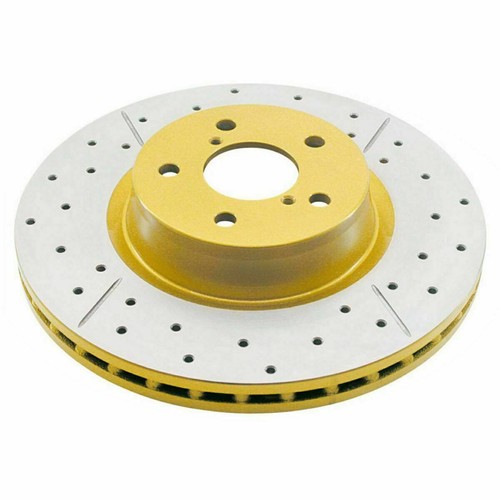 DS-DBA -X Gold Cross-Drilled DBA655X-10FOR WRX STI REAR /PAIR - Picture 1 of 2