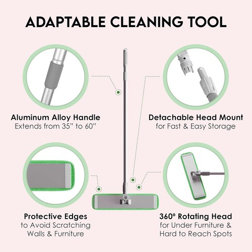 Turbo Microfiber Mop Floor Cleaning System, 18inch Dust Mop with 4 Reusable Pads - Picture 13 of 13
