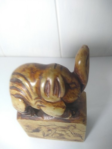 Chinesischer Shoushan handgeschnitzter Elefant Steinfigur - Bild 10 von 11