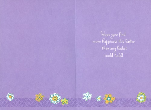 Cute HAPPY EASTER WISH Card FROM BOTH OF US, Bunny Basket by Hallmark + Envelope - Picture 2 of 5