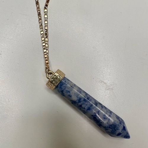 Blue Sodalite Crystal Necklace Raw Energy Point Pendant Gold Chain Clarity - 第 5/8 張圖片