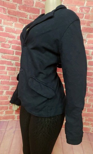CP SHADES Navy Linen Blend Button Front Women's Jacket Blazer Sz S Lagenlook #C - Picture 2 of 8
