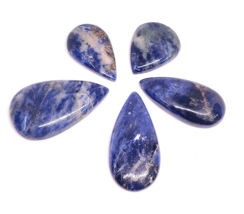 Natural Rare Sodalite Pear Shape Cabochon Handmade Loose Gemstone 154 Cts - Picture 3 of 8