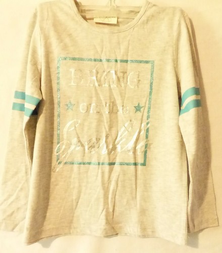 NWT Girls Bobbie Brooks Gray & Teal Long Sleeve Shirt M - Picture 2 of 3