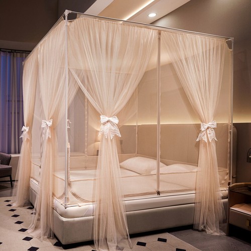 Mosquito Net Double Layers Bed Netting With Zipper Tubes Summer Curtain For Bed - Picture 9 of 72