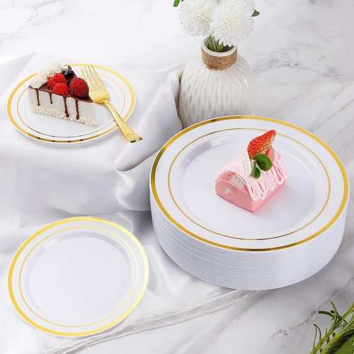150 Pieces Gold Disposable Plates for 25 Guests, Party Dinnerware Set - Bild 6 von 6