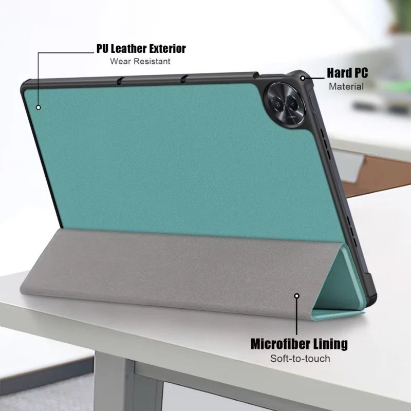 For Realme Pad2 11inch Cover Fashion Leather Smart Stay Hard PC Magnet Flip Case - Image 3 of 4