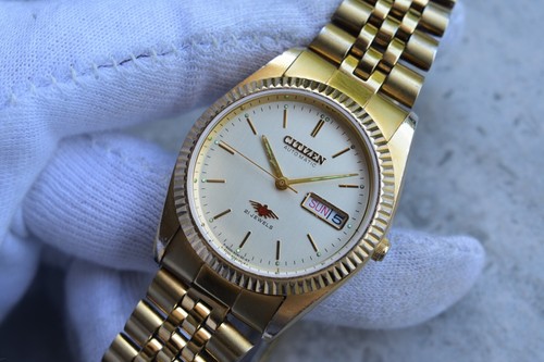 April 1992 Citizen Eagle 7 Gold Automatic Fluted Bezel Jubilee Bracelet Watch - Picture 14 of 19