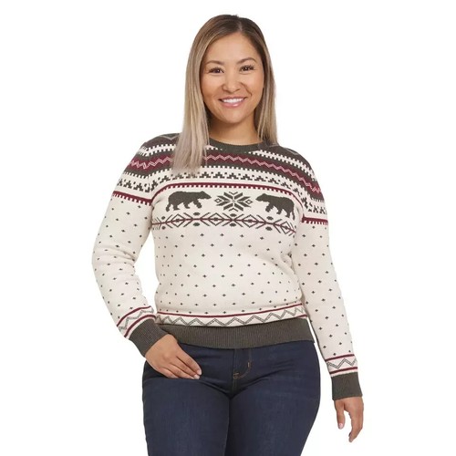 Lands' End Women's Family Holiday Sweater, Cream, XL - 第 1/5 張圖片
