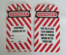 (LOT OF 33 NEW) Panduit DANGER EQUIPMENT LOCKED OUT BY Lockout Tags PVT-96