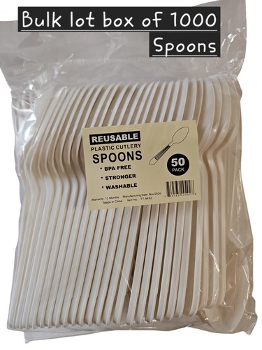 Reusable Plastic Spoons, Forks, Knives Soup Spoons Cutlery Party Catering BULK - Picture 2 of 17