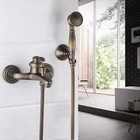 Antique Brass Bathroom Vanity Wall Mount Tub Mixer Hand Shower Spray Taps