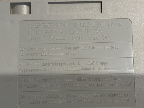Lego Dacta 70909 Control Lab Serial Interface Vintage Lego 1992 & Power Supply - Picture 9 of 17