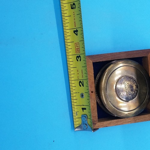 Brass Compass Wooden Box Case Stanley London Hiking Navigation Pocket Compass - Picture 5 of 6