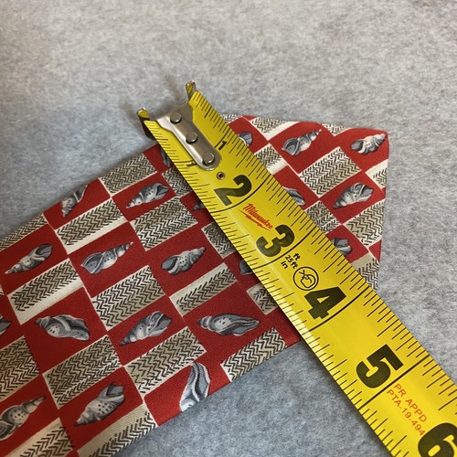 Dunhill Neck Tie Red White Seashell Ocean 100% Silk Wide Short Italy - Picture 9 of 10