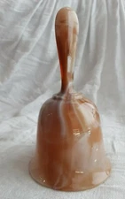 IMPERIAL CARMEL SLAG GLASS DINNER BELL HANDMADE VINTAGE GLASSWARE SWIRL ELEGANT 