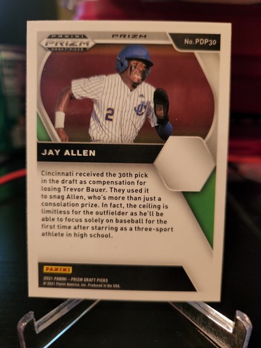 2021 Panini Prizm Draft Pick Green Pulsar Card of Jay Allen - Reds Prospect - Photo 2 sur 2