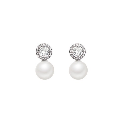 A pair of S925 Silver Needle Light Luxury Pearl Earrings Exquisite Zircon - Picture 4 of 56