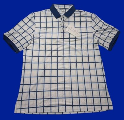 Mens Golf Shirt Sz L Short Sleeve Shirt-Thick Square/ Grid Lines Lighweight NWT