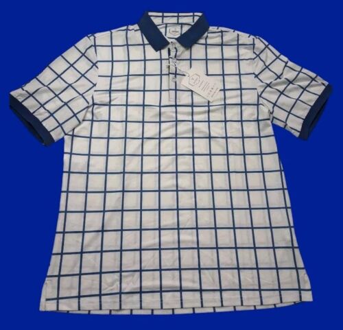 Mens Golf Shirt Sz L Short Sleeve Shirt-Thick Square/ Grid Lines Lighweight NWT