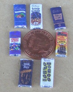 1:12 Scale 4 Milk Chocolate Bar Packets Tumdee Dolls House Miniature Sweet Shop