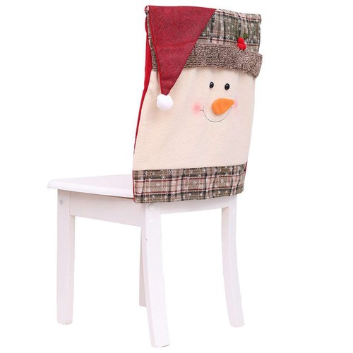 Christmas Dining Chair Back Cover Slipcover Santa Claus Snowman Reindeer Decor - Picture 7 of 13
