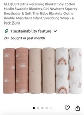 GLLQUEN BABY Receiving Blanket Muslin Cotton Girl Newborn 6 pack