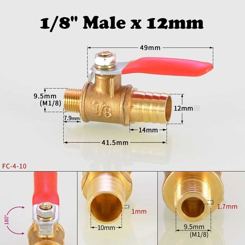 Brass Ball Valve 1/8" 1/4" 3/8"  Male/Female Ball Valve -  Fuel Air Water Gas - Picture 10 of 27