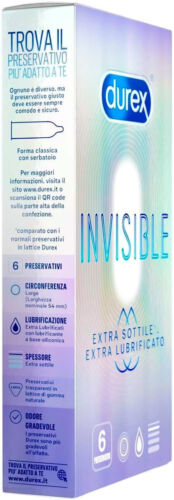 Preservativi Durex INVISIBLE Ultra Sottili Profilattici Sensibili Sottili - Foto 3 di 9