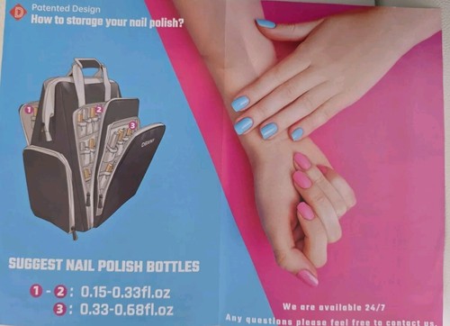 Large Nail Polish Organizer Storage Case - Holds 72 Bottles and Lamp, Holder Bag - Picture 6 of 13