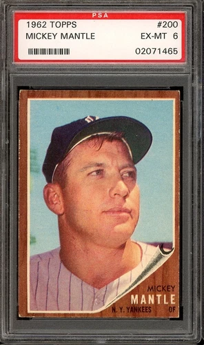 1962 Topps Baseball #200 Mickey Mantle PSA 6