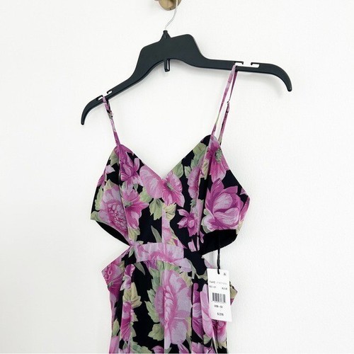 NEW Fame and Partners Sienne Black Purple Floral Cutout Maxi Dress Gown Size 0 - Picture 6 of 12