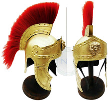 Medieval Roman Armor centurion 18 Gauge King Battle Helmet with Red Plume
