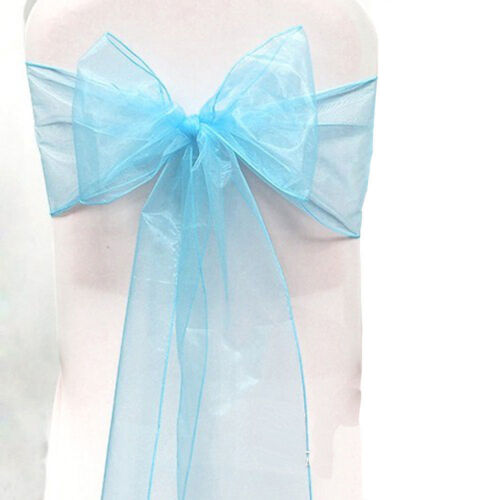 1 10 25 50 100 fasce in organza copri sedia fiocco fascia fiocco fiocchi festa di nozze Regno Unito - Foto 20 di 30