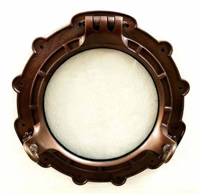 Antik Braune Oberfläche 15 " Zoll Kanal Boot Porthole-Window Schiff Rund Wand Fr Antik Braune Oberfläche 15 " Zoll Kanal Boot Porthole-Window Schiff Rund Wand Fr