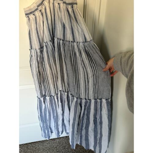 J. Crew Chambray Cover-Up Maxi Dress In Blue White Stripe Tiered Size Medium NEW - Picture 5 of 6