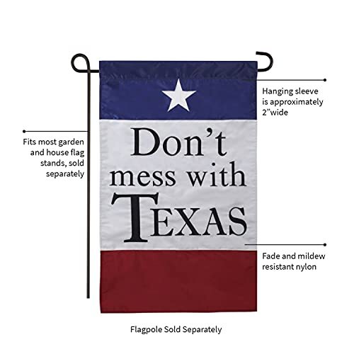 Garden Applique Don't Mess With Texas | Patriotic Garden Flag 12x18 Double - Bild 3 von 5